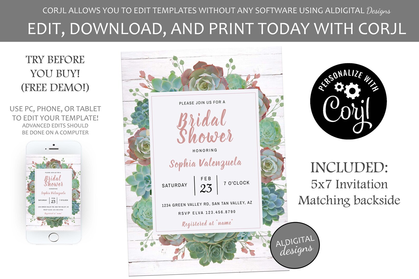 Succulent Bridal Shower Invitation Bridal Shower Invitation Etsy