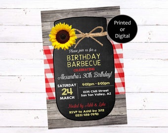 Birthday BBQ Invitation, Birthday Barbecue Invitation, BBQ Invitation, Barbecue Invitation