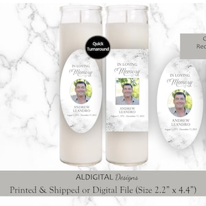 Funeral Remembrance Candle Labels, Funeral Prayer Candle Sticker Labels, Black Memorial Candle Labels, Funeral Memorial Candle Favor Labels