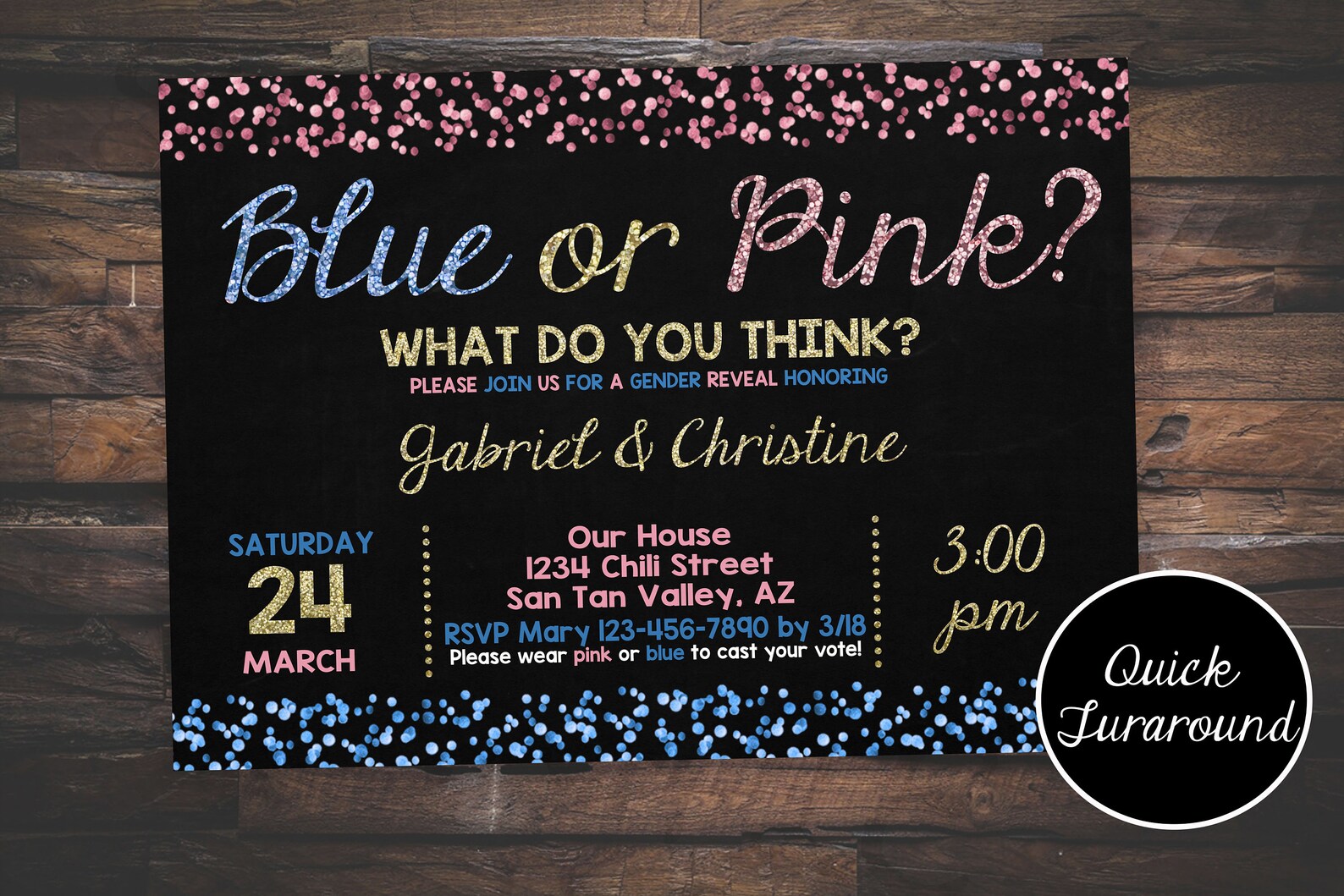 Gender Reveal Invitation Confetti Gender Reveal Invitation Etsy