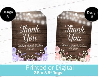 Favor Tags, Rustic Favor Tags, Rustic Pink Purple Favor Tags, Birthday Favor Tags, Wedding Favor Tags, Quince Favor Tags
