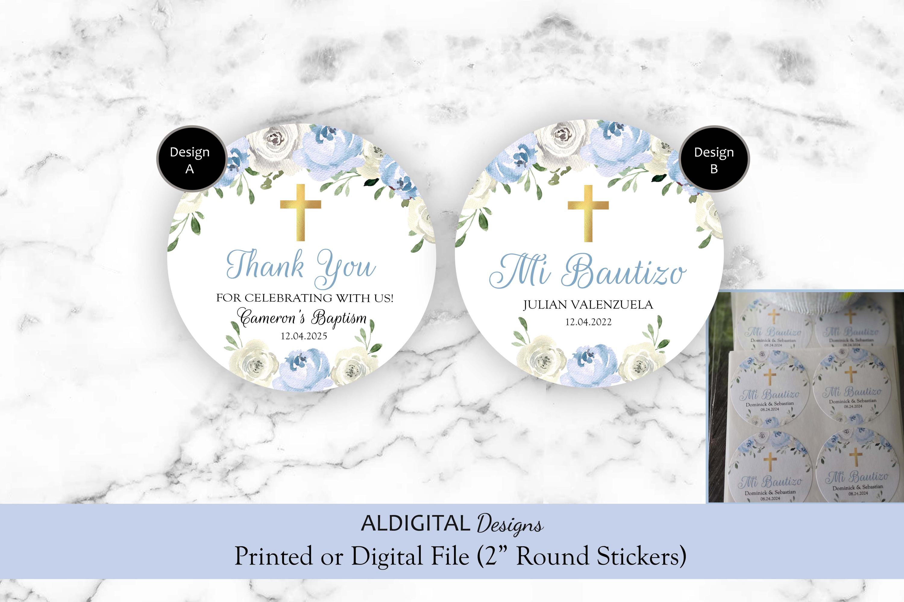 Baptism Gift Box Labels, Baptism Gable Box Sticker Labels, Blue Baptism ...