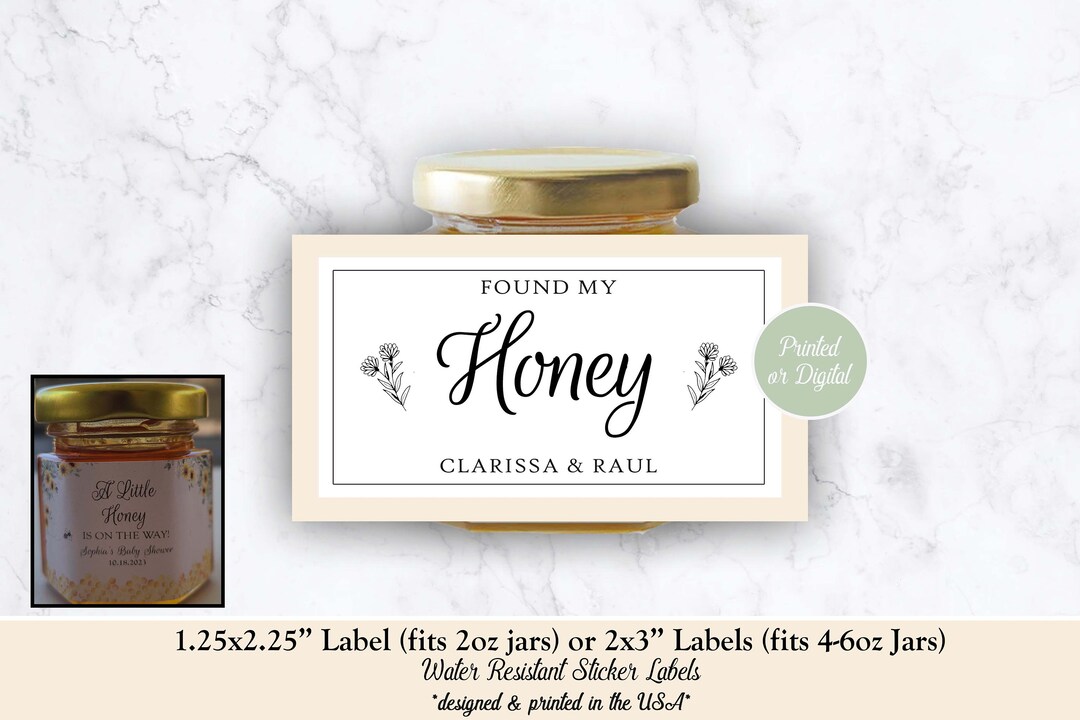Honey Jar Labels, Wedding Honey Sticker Labels, Found My Honey Wedding