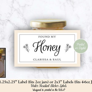 Honey Jar Labels, Wedding Honey Sticker Labels, Found my Honey Wedding Labels, Found my Honey Labels, Honey Favor Labels