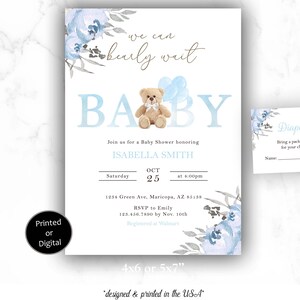 Boho Bear Baby Shower Invitation, Bear Baby Shower Invitation, Bear Boho Baby Shower Invitation, Teddy Bear Baby Shower Invitation
