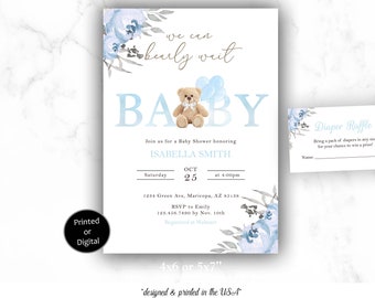 Boho Bear Baby Shower Invitation, Bear Baby Shower Invitation, Bear Boho Baby Shower Invitation, Teddy Bear Baby Shower Invitation