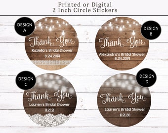 Bridal Shower Thank You Stickers, Wedding Rustic Stickers, Rustic Favor Stickers, Rustic Thank you Stickers