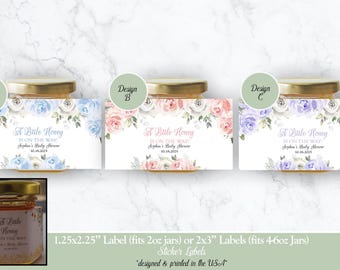 Honey Jar Labels, Honey Sticker Labels, Little Honey is on the Way, Baby Shower Honey Jar Labels, Pink Blue Purple