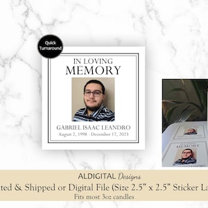 Funeral Candle Label, Funeral Remembrance Candle Labels, Memorial Candle Labels, Memorial Labels
