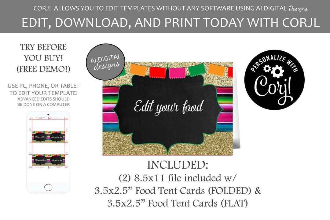 Fiesta Tent Cards Mexican Fiesta Food Tent Cards Fiesta Food - Etsy