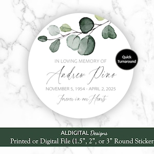 Funeral Stickers, Funeral Memorial Stickers, Celebration of Life ...