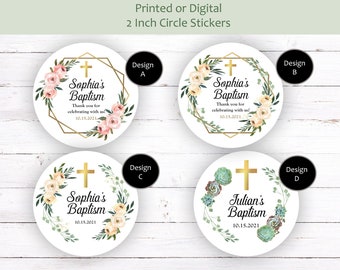 Baptism Thank You Stickers, Baptism Stickers, Baptism Favor Stickers, Baptism Party Favor Stickers