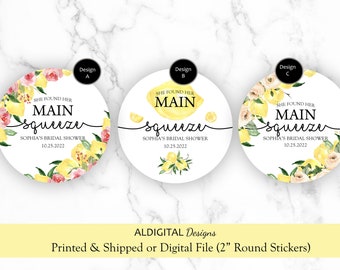 Main Squeeze Stickers, Main Squeeze Favor Stickers, Main Squeeze Lemon Stickers, She found her main squeeze stickers, Lemon Stickers