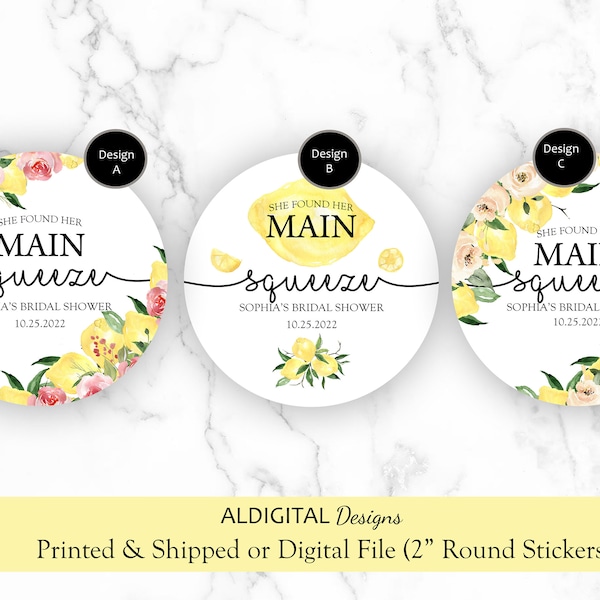 Main Squeeze Stickers, Main Squeeze Favor Stickers, Main Squeeze Lemon Stickers, She found her main squeeze stickers, Lemon Stickers