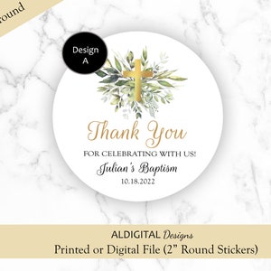 Baptism Stickers, Greenery Baptism Stickers, Baptism Favor Stickers, Greenery Baptism Favor Stickers, Christening Favor Stickers Design A
