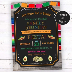 Family Reunion Fiesta Invitation, Family Reunion Invitation, Mexican Fiesta, Mexican Fiesta Family Reunion Invitation
