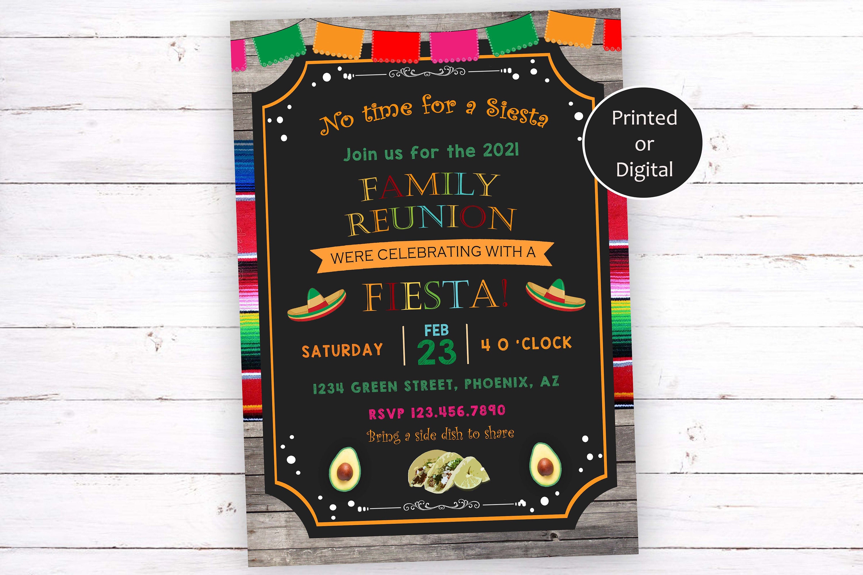 Family Reunion Fiesta Invitation, Family Reunion Invitation, Mexican  Fiesta, Mexican Fiesta Family Reunion Invitation With Regard To Reunion Invitation Card Templates