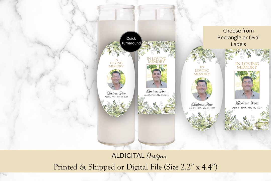 Funeral Remembrance Candle Labels, Funeral Prayer Candle Sticker Labels