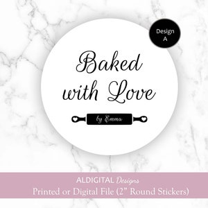 Baked With Love Stickers, Baking Stickers, Baked Goods Favor Stickers ...