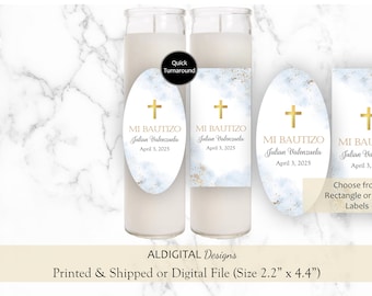 Baptism Prayer Candle Labels, Baptism Prayer Candle Sticker Labels, Baptism Candle Labels, Blue Baptism Candle Labels
