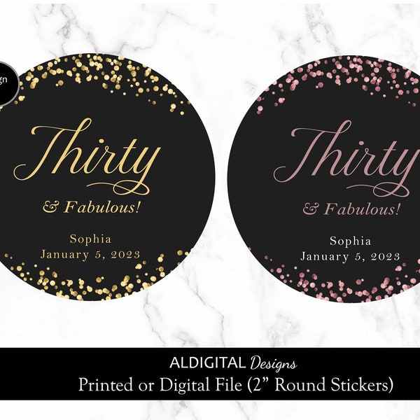 30th Birthday Stickers, 30 Birthday Stickers, Gold 30th Birthday Stickers