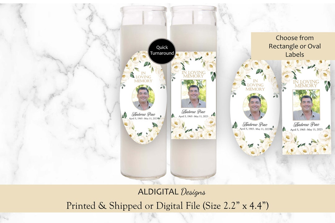 Funeral Remembrance Candle Labels, Funeral Prayer Candle Sticker Labels