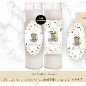 Funeral Remembrance Candle Labels, Funeral Prayer Candle Sticker Labels, Memorial Candle Labels, Funeral Memorial Candle Favor Labels