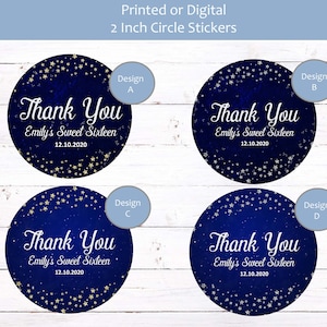 Starry Night Stickers, Under the Stars Stickers, Sweet Sixteen Stickers, Under the Stars Favor Stickers, Under the Stars Favor Stickers