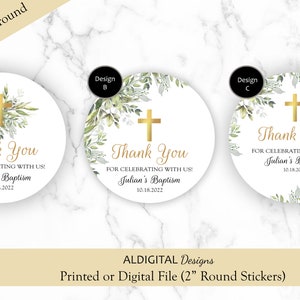 Baptism Stickers, Greenery Baptism Stickers, Baptism Favor Stickers, Greenery Baptism Favor Stickers, Christening Favor Stickers