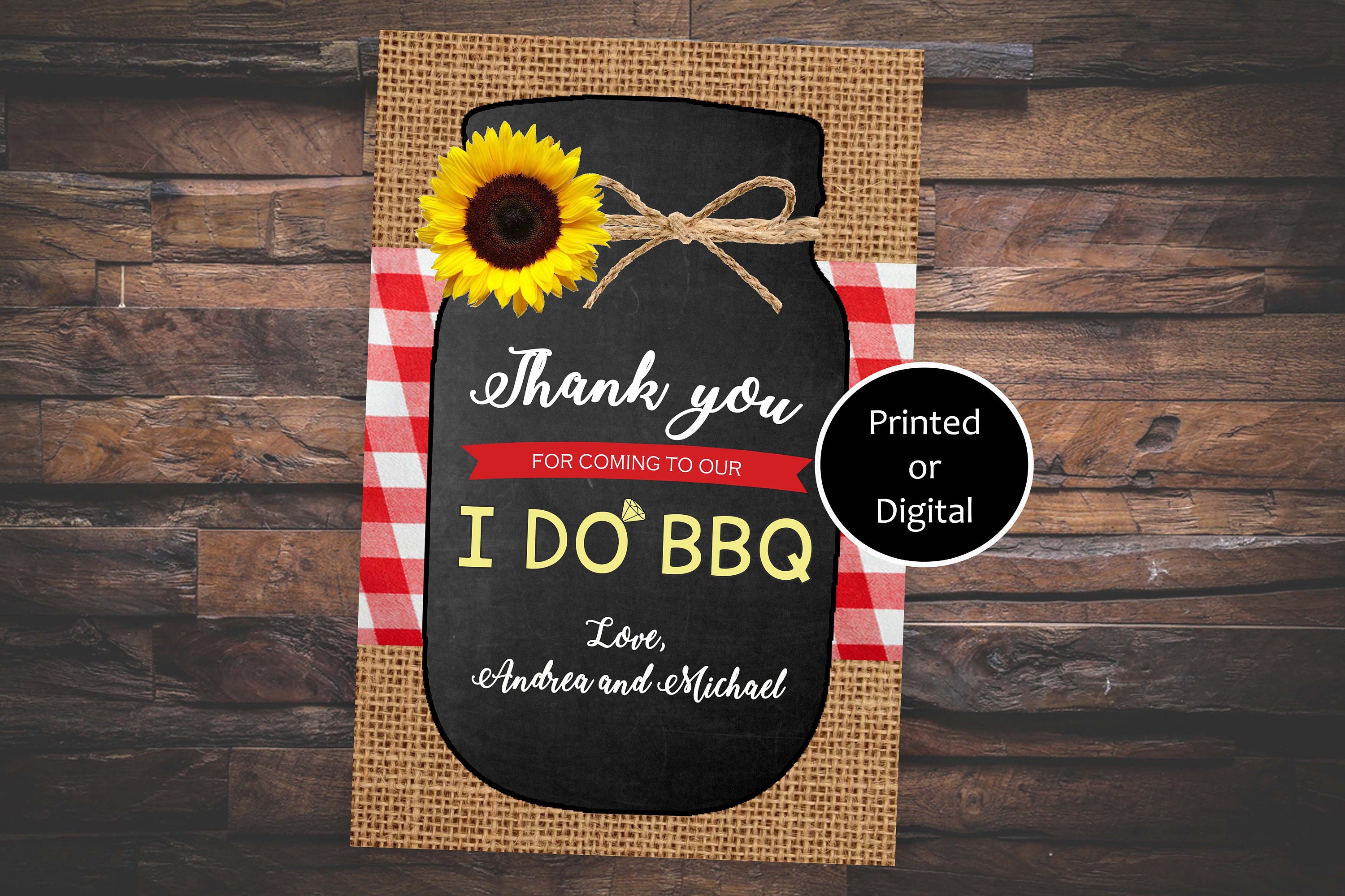 I Do BBQ Thank You Card Barbecue Thank You Card Engagement Etsy