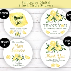 Lemon Thank You Stickers, Lemon Stickers, Lemon Bridal Shower Stickers, Lemon Baby Shower Stickers, Lemon Favor Stickers