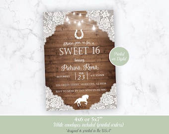 Rustic Quinceanera Invitation, Rustic 15th Birthday Invitation, Sweet Sixteen Invitation, Rustic Birthday Invitation