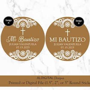 Mi Bautizo Stickers, Papel Picado Baptism Stickers, Christening Stickers, Baptism Labels