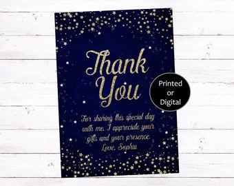 Starry Night Thank You Card, Under the Stars Thank You Card, Galaxy Thank You Card, Star Thank You Card, Sweet 16 Thank You Card