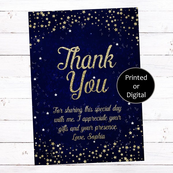 Starry Night Thank You Card, Under the Stars Thank You Card, Galaxy Thank You Card, Star Thank You Card, Sweet 16 Thank You Card