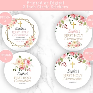 Communion Thank You Stickers, First Communion Stickers, First Holy Communion Favor Stickers, Baptism Communion Party Favor Stickers