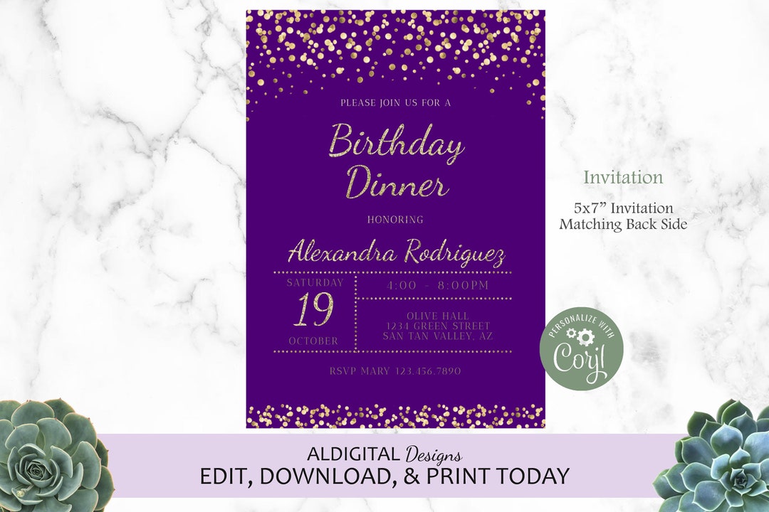 Birthday Dinner Invitation Birthday Dinner Party Surprise - Etsy