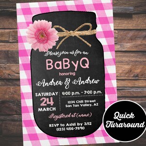 Baby Q Invitation, Baby Shower Invitation, Barbecue Baby Shower Invitation, Backyard Barbecue Baby Shower image 2