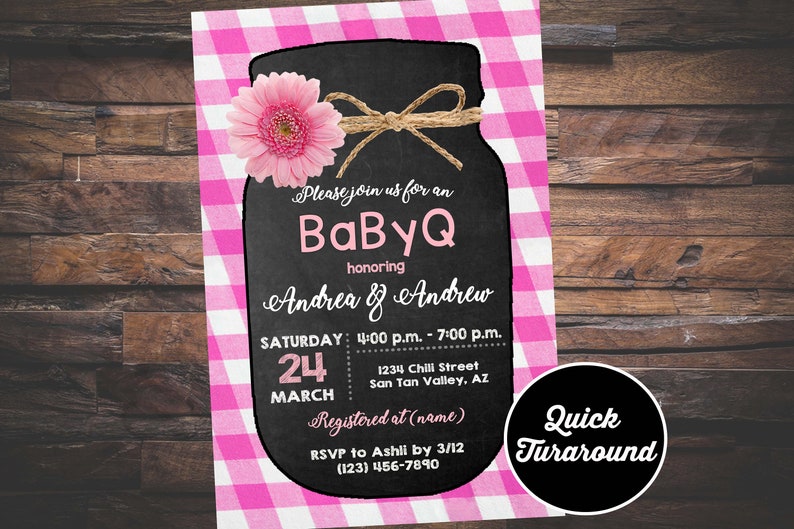 Baby Q Invitation, Baby Shower Invitation, Barbecue Baby Shower Invitation, Backyard Barbecue Baby Shower image 2
