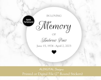 Funeral Stickers, Funeral Memorial Stickers, Personalized Memorial Stickers, Funeral Personalized Memorial Stickers, Memorial Stickers