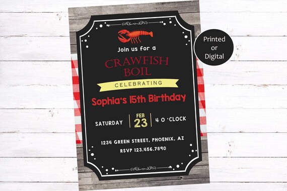 Crawfish Boil Birthday Invitation Crawfish Birthday | Etsy