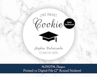 Graduation Stickers, One Smart Cookie Stickers, Smart Cookie Favor Stickers, Graduation Cookie Sticker Favors, Class of 2025 Favor Stickers