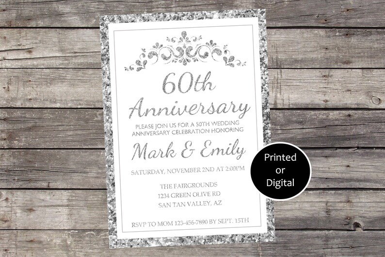 Silver Wedding Anniversary Invitation Wedding Anniversary Etsy