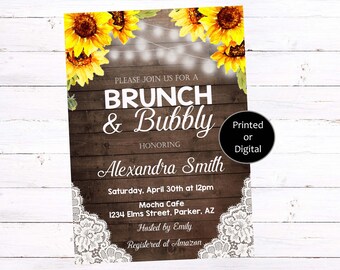 Brunch and Bubbly Invitation, Rustic Brunch and Bubbly Invitation, Rustic Brunch Invitation, Rustic Bridal Brunch Invitation