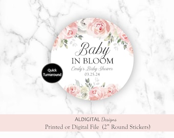 Baby in Bloom Favor Stickers, Baby in Bloom Stickers, Baby in Bloom Baby Shower Favor Stickers, Baby in Bloom Sticker, Baby in Bloom