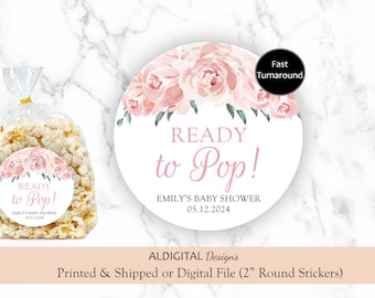 Ready to Pop Sticker, Ready to Pop Pink Sticker, Ready to Pop Baby Shower Sticker, Ready To Pop Pink Floral Stickers