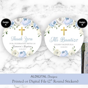 Mi Bautizo Stickers, Mi Bautizo Favor Stickers, Spanish Mi Bautizo Stickers, Boy Baptism Stickers, Boy Baptism Favor Stickers