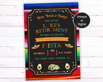 Fiesta Invitation, Fiesta Retirement Invitation, Mexican Fiesta Invitation, Fiesta Retirement Party Invitation, Taco Bout a Party Invitation