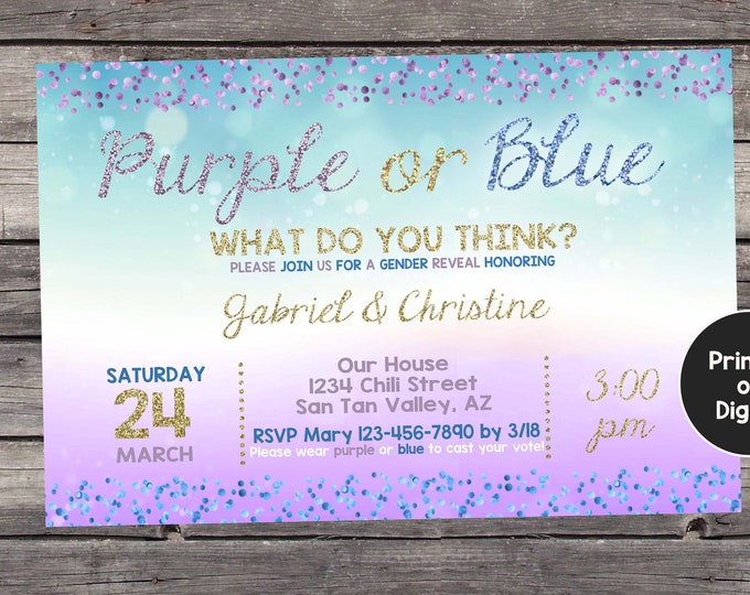 Gender Reveal Invitation Confetti Gender Reveal Invitation Etsy