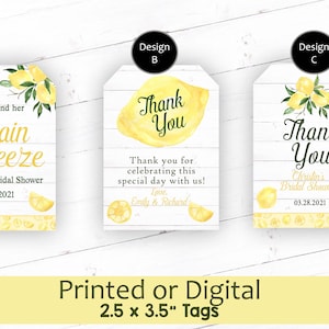 Lemon Favor Tags, Main Squeeze Favor Tags, Lemon Thank You Tags, Lemon Bridal Shower Tags, Lemon baby Shower tags